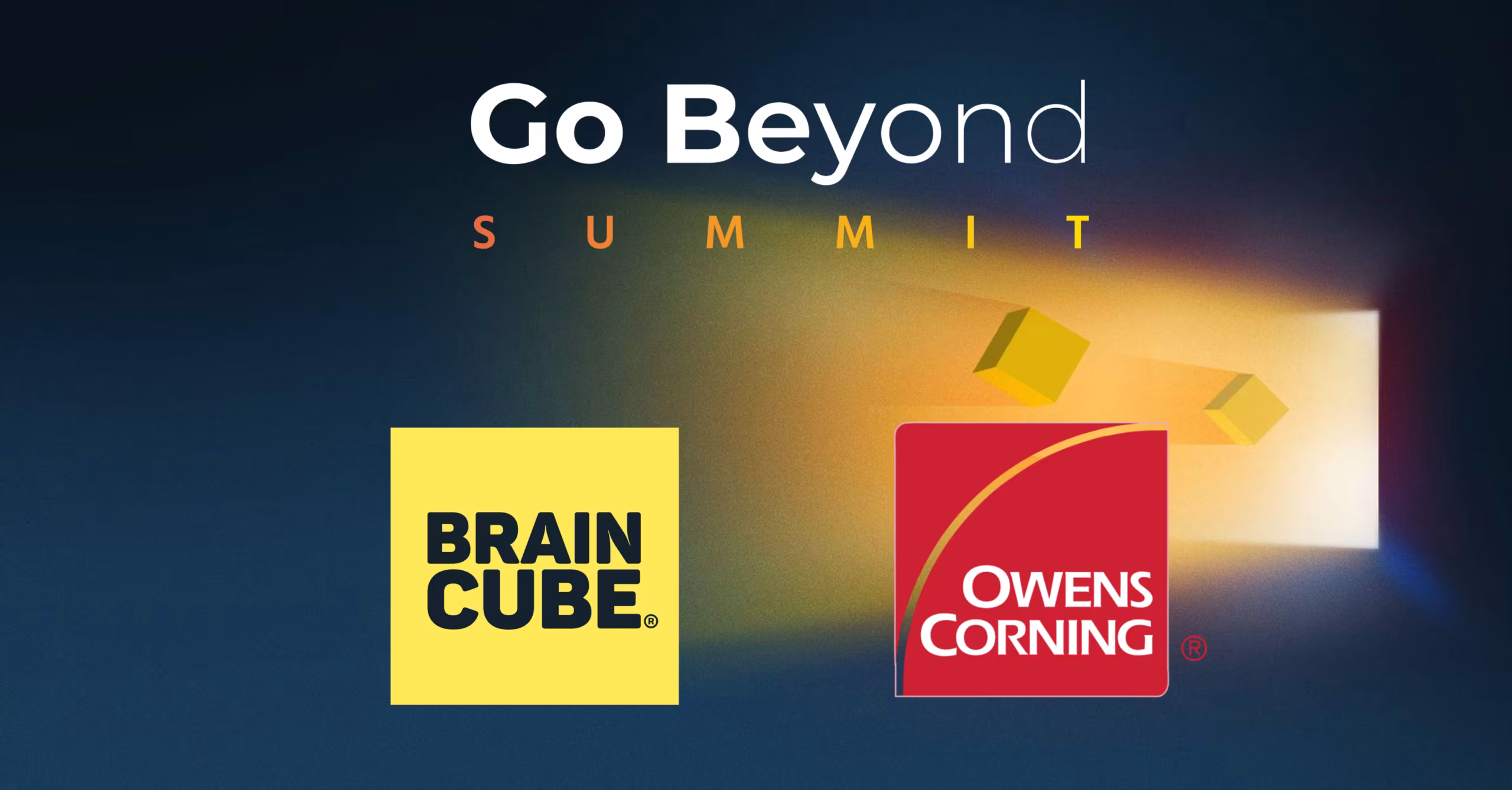 Go Beyond Summit 2026 customer session featuring Braincube and Owens Corning, highlighting manufacturing performance and Real-Time Process Optimization discussions.